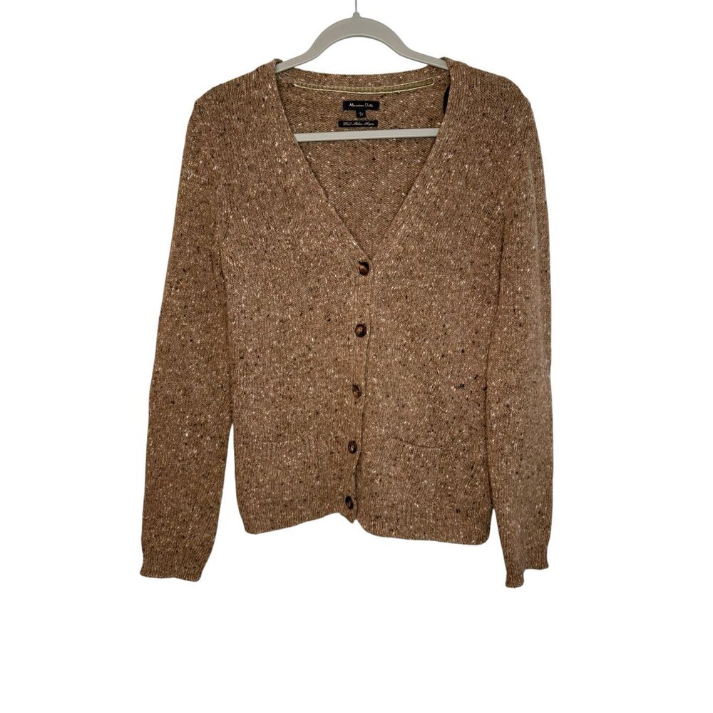 Massimo Dutti Women’s Wool Knit Cardigan Elbow Patches Size Large